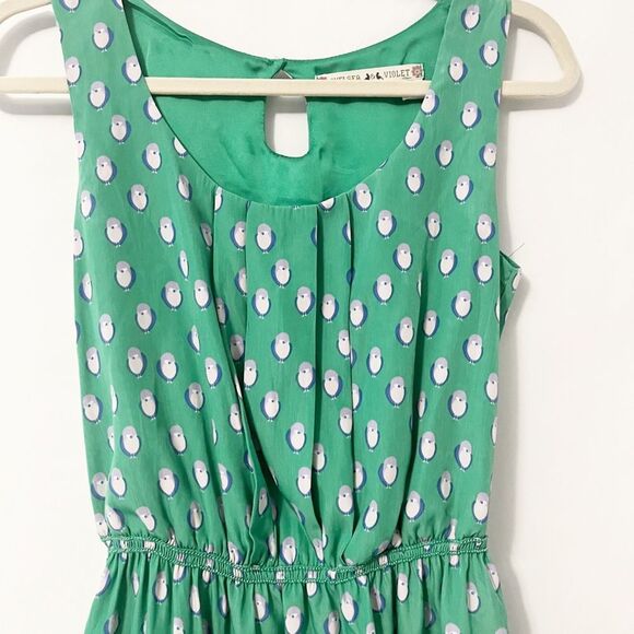 Chelsea & Violet Bird Patterned Green Lace Sleeveless Dress Size XS - Picture 4 of 8